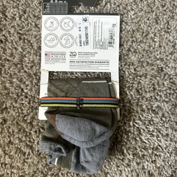 Smartwool Run Wool Blend Zero Cushion Low Ankle Socks Moss Green Unisex Large - Picture 4 of 6